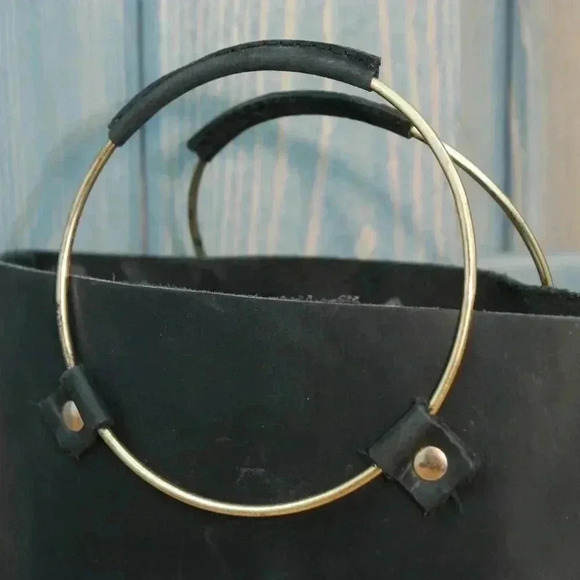 Black Tribe Alive Nubuck Leather Minimalist Chic Simple Purse Mini Bag Handbag - Picture 5 of 10